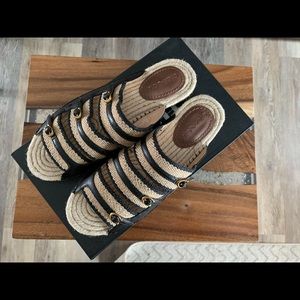 New Coach Devon Leather Strap Espadrille Sandals